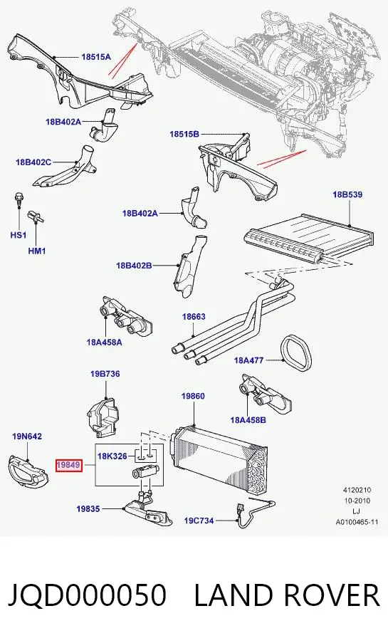 Zawór termostatyczny klimatyzacji JQD000050 Land Rover