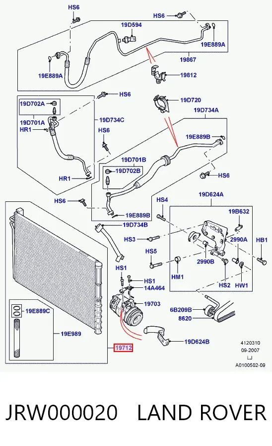 Chłodnica klimatyzacji JRW000020 Land Rover