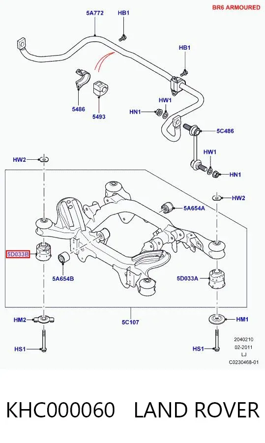 Silentblock tylnej belki KHC000060 Land Rover