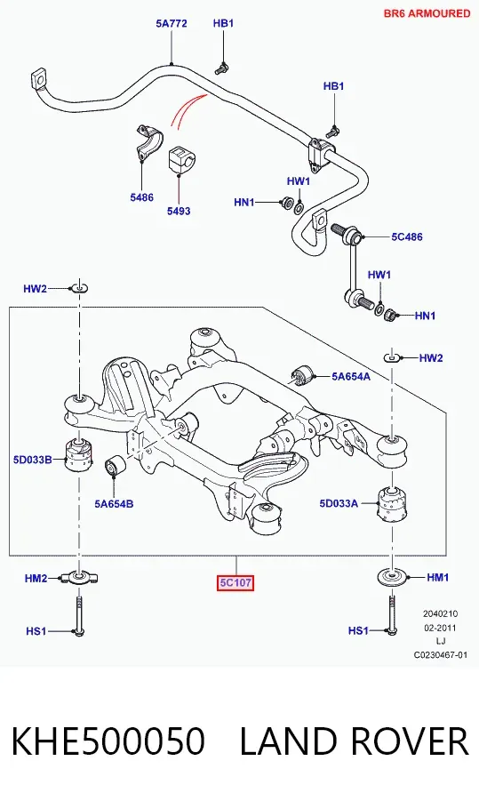 Korpus osi tylnej KHE500050 Land Rover