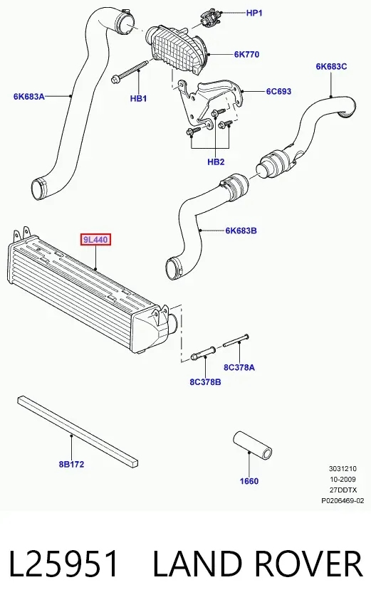 Chłodnica intercoolera L25951 Land Rover