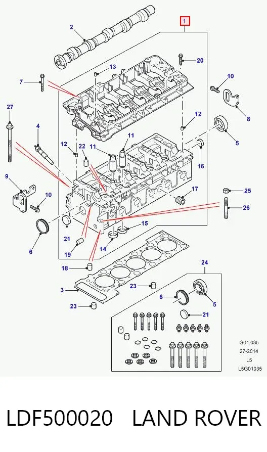 Głowica cylindrów LDF500020 Land Rover