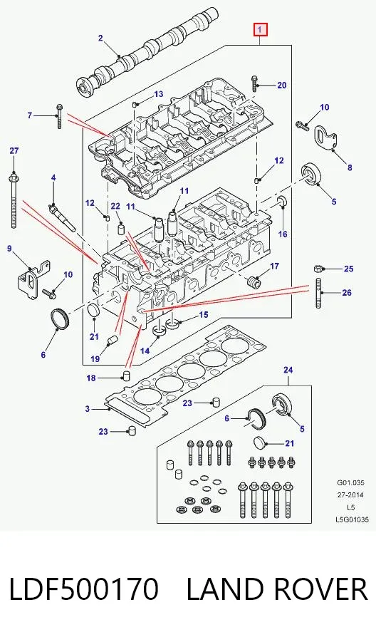 Głowica cylindrów LDF500170 Land Rover