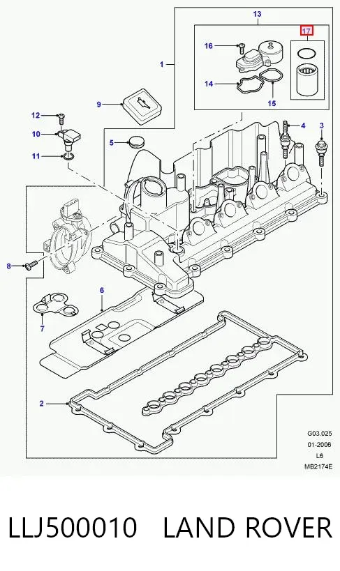 Zawór PCV odpowietrzający silnik LLJ500010 Land Rover