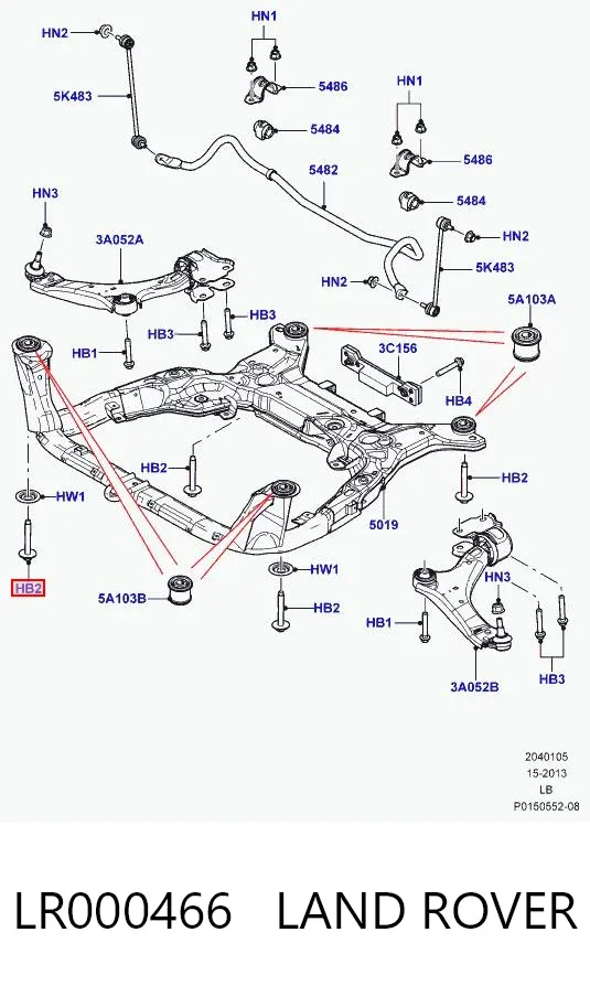 Śruba poduszki ramy nadwozia LR000466 Land Rover