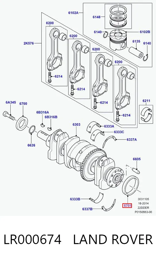 Uszczelniacz wału korbowego silnika tylny LR000674 Land Rover