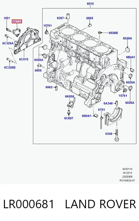 Czujnik położenia wału korbowego LR000681 Land Rover