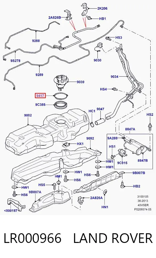 Uszczelka czujnika poziomu paliwa /pompy paliwa (zbiornik paliwa) LR000966 Land Rover
