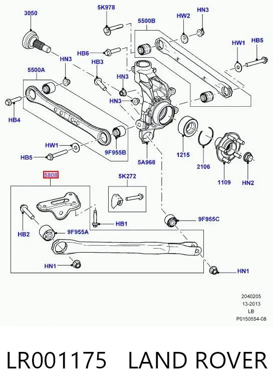 Wahacz (drążek) zawieszenia tylnego podłużny dolny prawy LR001175 Land Rover
