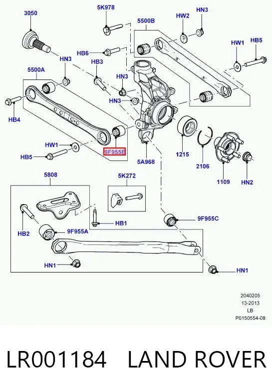 Silentblock drążka poprzecznego (zawieszenia tylnego) LR001184 Land Rover