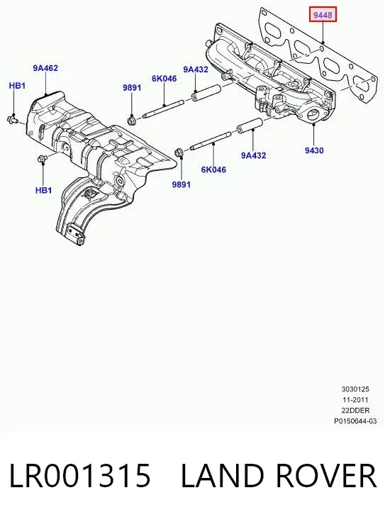 Uszczelka kolektora wydechowego LR001315 Land Rover