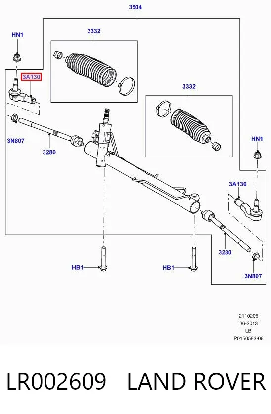 Końcówka drążka kierowniczego zewnętrzna LR002609 Land Rover