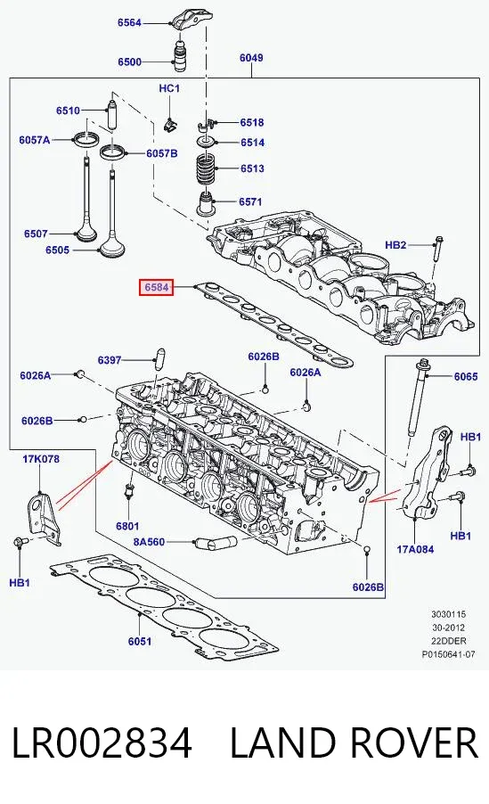 Uszczelka pokrywy zaworowej silnika, zestaw LR002834 Land Rover