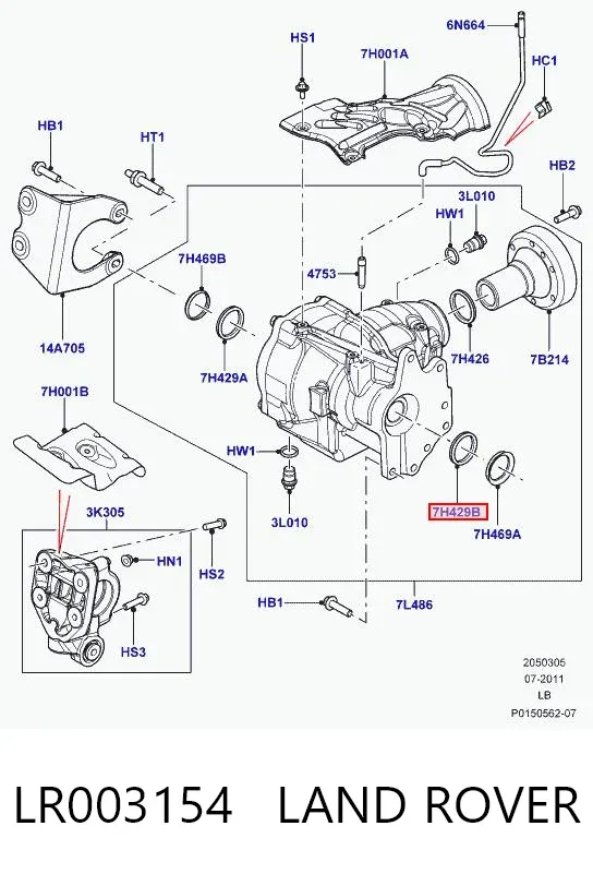 Uszczelniacz reduktora mostu przedniego LR003154 Land Rover