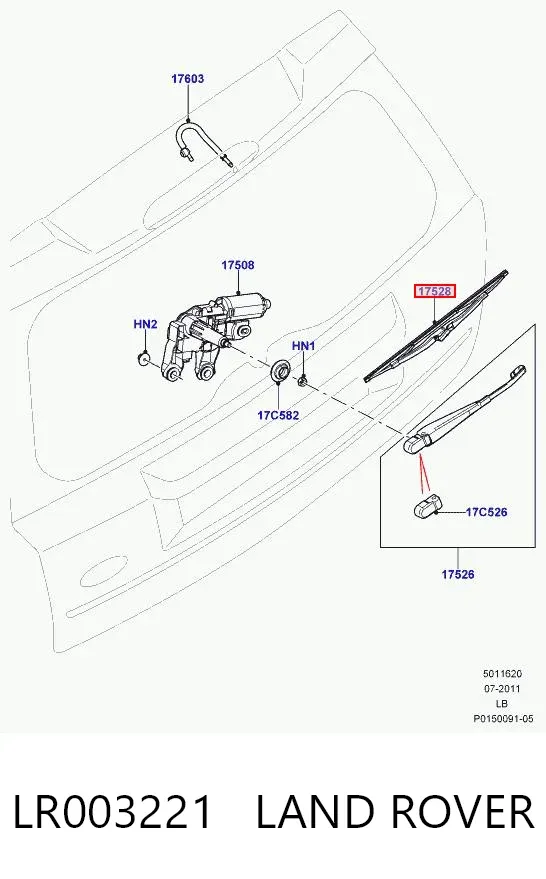 Pióro wycieraczki szyby tylnej LR003221 Land Rover