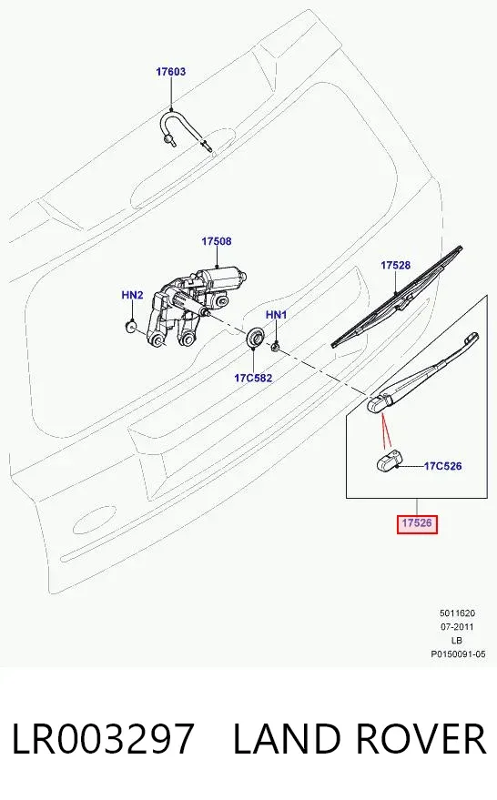 Ramię wycieraczki szyby tylnej LR003297 Land Rover