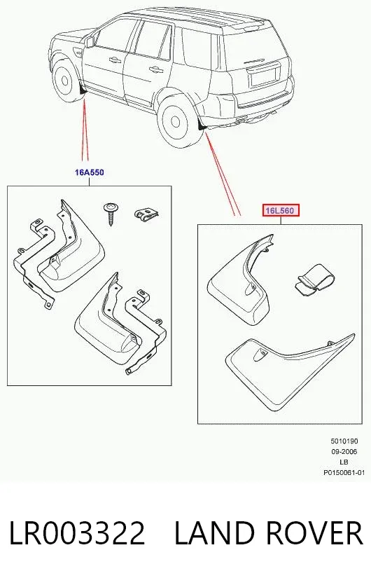 Chlapacze tylne, komplet LR003322 Land Rover