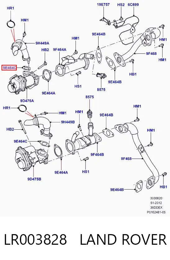 Uszczelka zaworu recyrkulacji EGR LR003828 Land Rover
