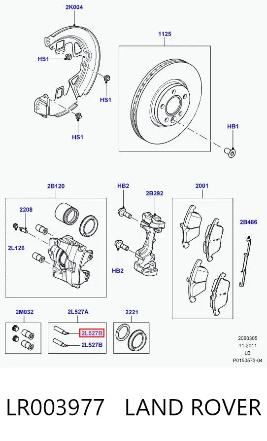 Prowadnica zacisku przedniego LR003977 Land Rover