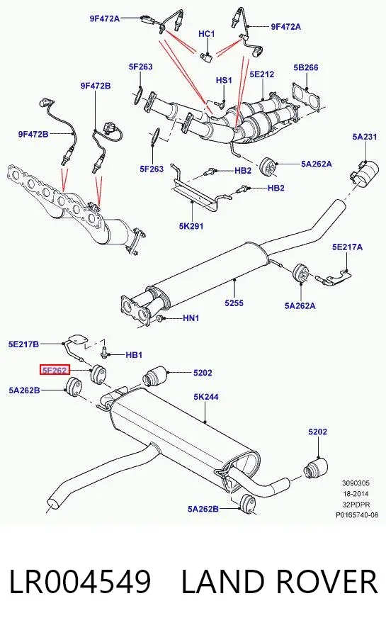 Poduszka mocowania tłumika LR004549 Land Rover