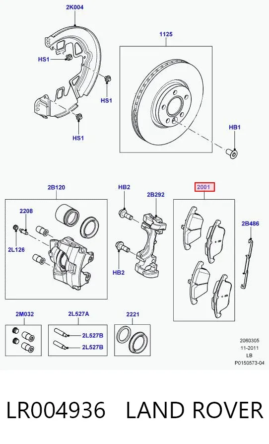 Klocki hamulcowe przednie tarczowe LR004936 Land Rover