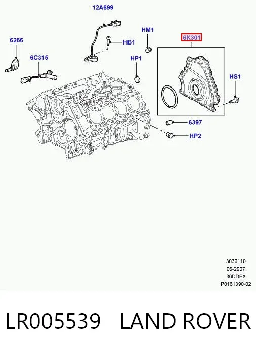 Uszczelniacz wału korbowego silnika tylny LR005539 Land Rover