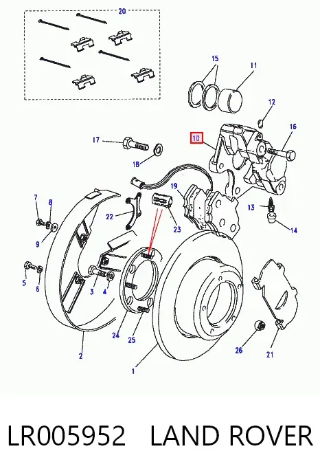 Zacisk hamulcowy tylny prawy LR005952 Land Rover