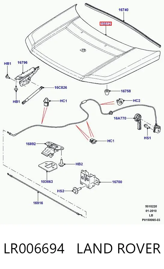 Maska silnika LR006694 Land Rover