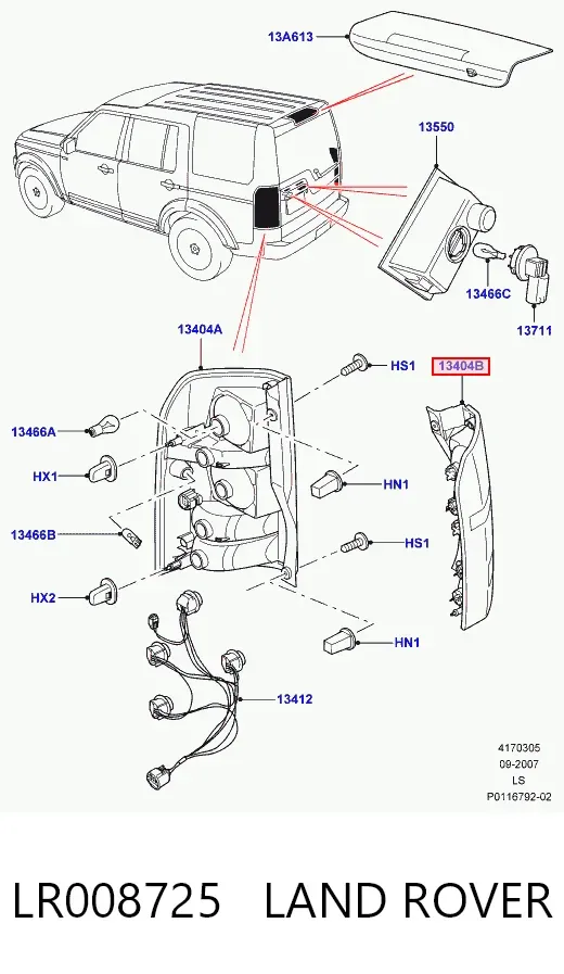 Lampa zespolona tylna lewa Land Rover Discovery III