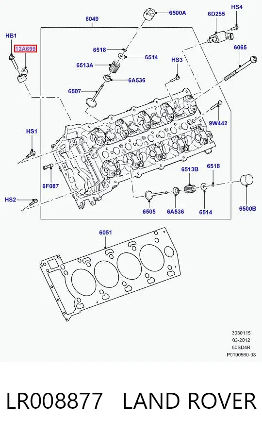 Czujnik stukowy (czujnik spalania stukowego) LR008877 Land Rover