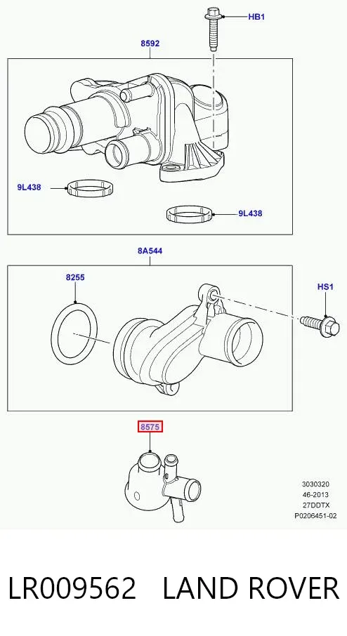 Obudowa termostatu LR009562 Land Rover