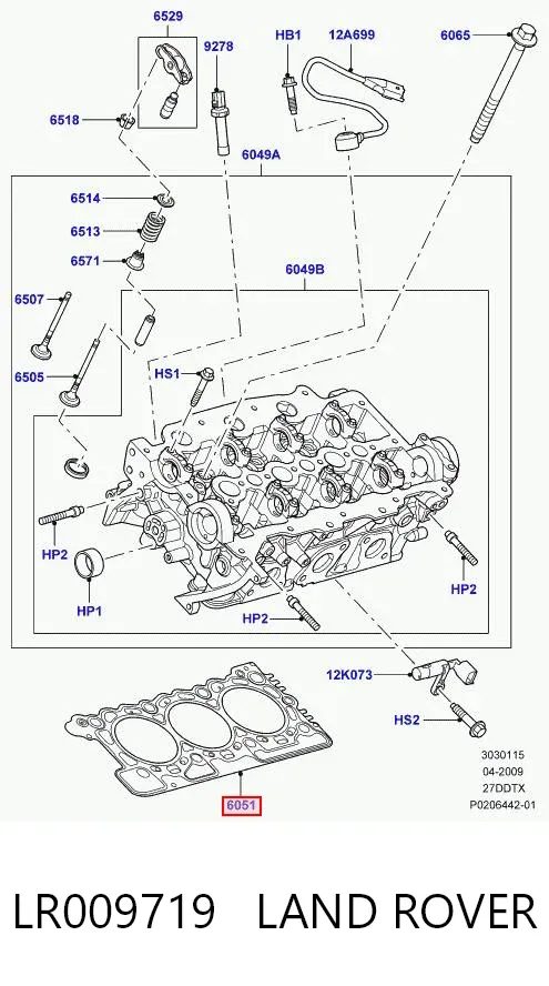Uszczelka głowicy cylindrów LR009719 Land Rover