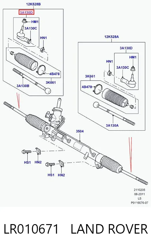 Końcówka drążka kierowniczego zewnętrzna LR010671 Land Rover