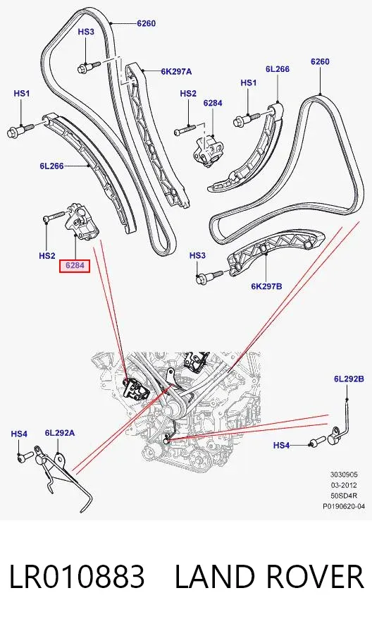 Napinacz łańcucha rozrządu LR010883 Land Rover