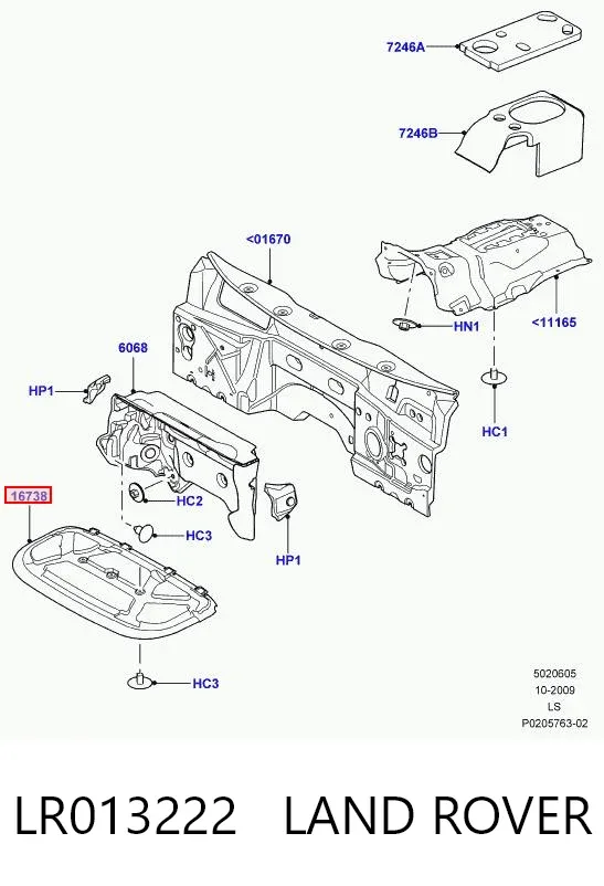 Wygluszenie maski LR013222 Land Rover