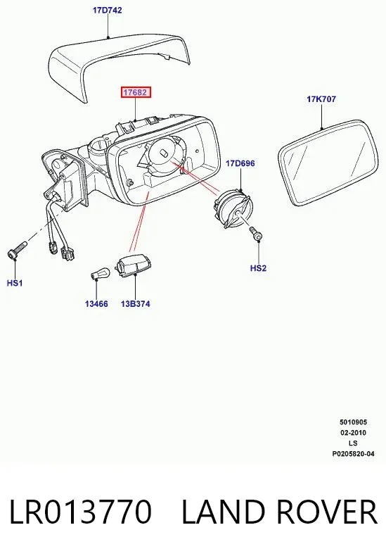 Obudowa lusterka wstecznego lewego LR013770 Land Rover