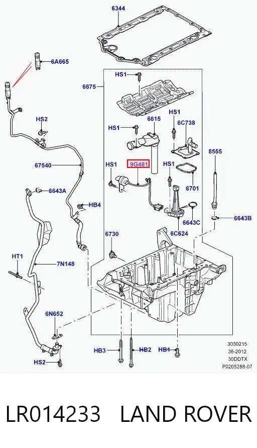 Czujnik poziomu oleju silnikowego LR014233 Land Rover
