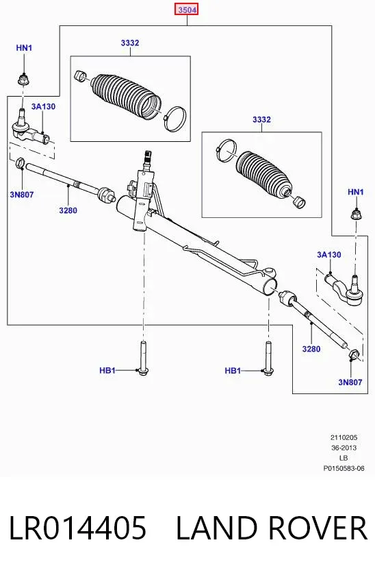 Listwa kierownicza (maglownica) LR014405 Land Rover