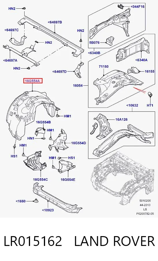 Nadkole błotnika przedniego prawe LR015162 Land Rover