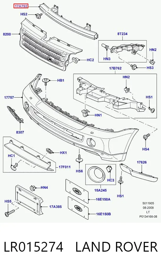 Wzmocnienie zderzaka przedniego LR015274 Land Rover