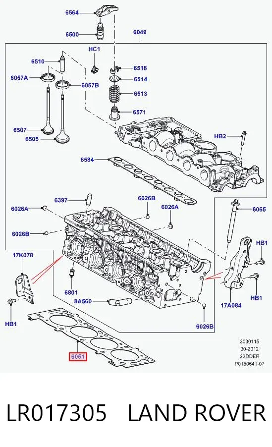 Uszczelka głowicy cylindrów LR017305 Land Rover