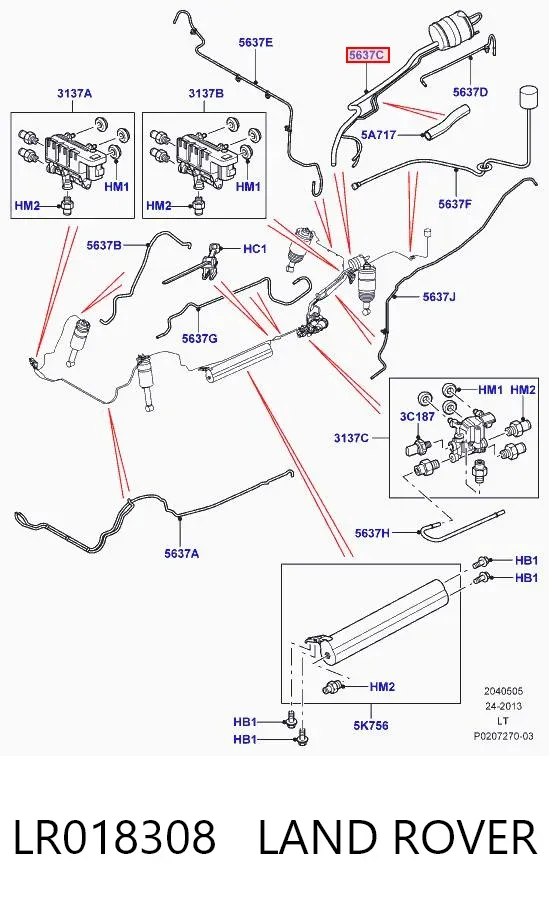 Zbiornik powietrza układu pneumatycznego LR018308 Land Rover