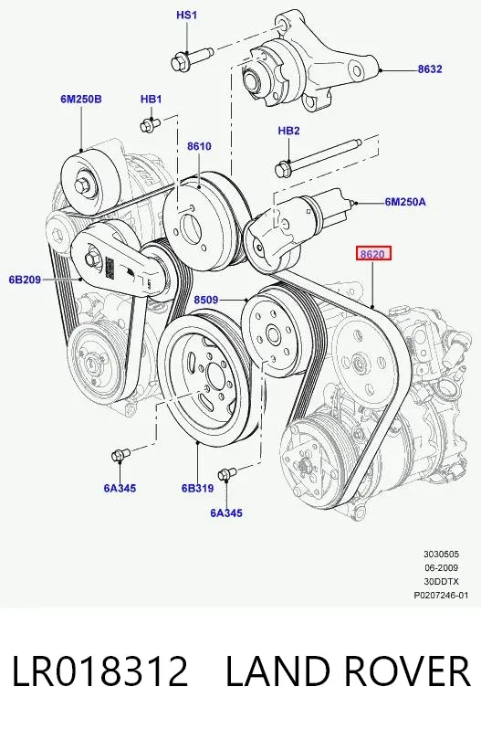 Pas napędowy mechanizmów LR018312 Land Rover