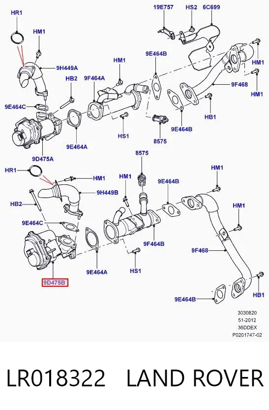 Zawór recyrkulacji spalin EGR LR018322 Land Rover