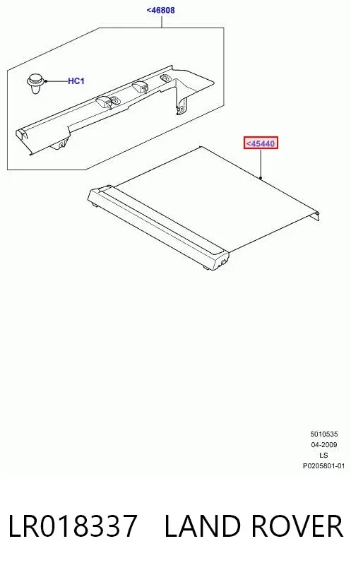 Roleta przedziału bagażnika LR018337 Land Rover