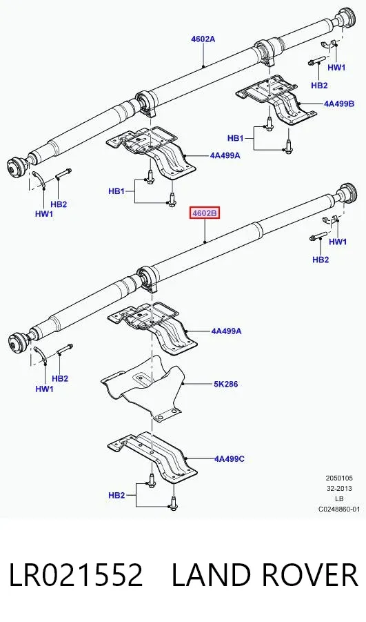 Wał Cardana tylny, kompletny LR021552 Land Rover