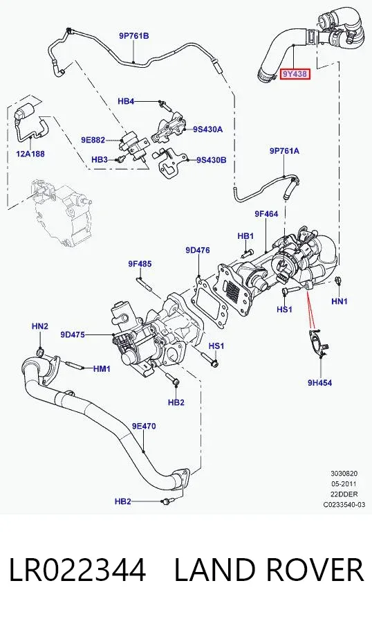Króciec układu recyrkulacji spalin LR022344 Land Rover