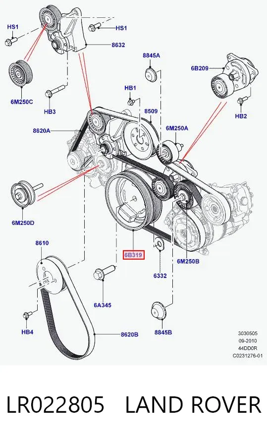 Koło pasowe wału korbowego LR022805 Land Rover