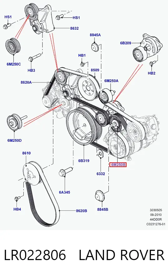 Rolka prowadząca, kierunkowa paska napędowego LR022806 Land Rover
