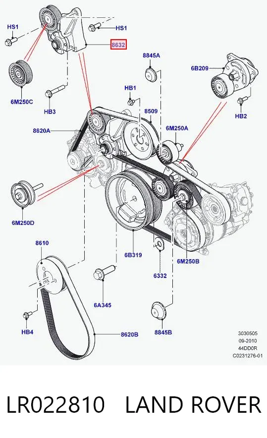 Rolka prowadząca, kierunkowa paska napędowego LR022810 Land Rover